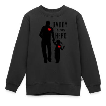 Papa est mon héros Père et Fille Fille Papa - Sweat Premium enfant bio - noir - Devant - AI Model Kid Female (0cm)