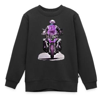 GS Motorradfahrer lila - Kinder Premium Organic Sweatshirt - Schwarz - Vorne - AI Model Kid Female (0cm)