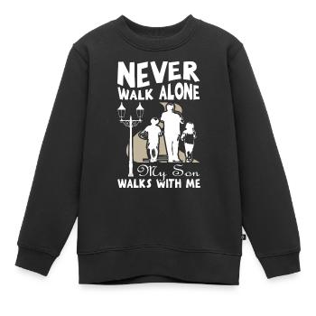 Ne marche jamais seul, mon fils marche avec moi - Sweat Premium enfant bio - noir - Devant - AI Model Kid Female (0cm)