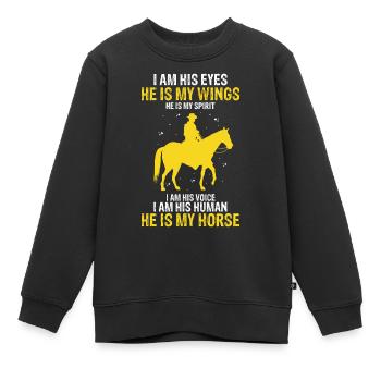 Drôle de cheval Sports équestres Chevaux Dictons Cadeau - Sweat Premium enfant bio - noir - Devant - AI Model Kid Female (0cm)