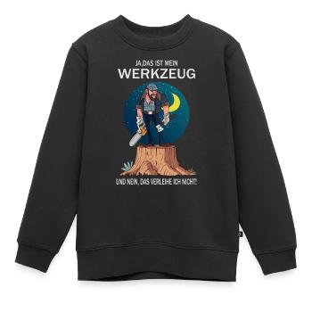 Le bûcheron et ses outils - Sweat Premium enfant bio - noir - Devant - AI Model Kid Female (0cm)