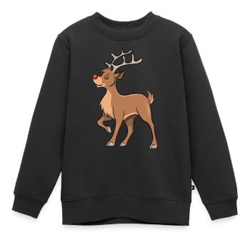 Rentier Rudolph - Kinder Premium Organic Sweatshirt - Schwarz - Vorne - AI Model Kid Female (0cm)