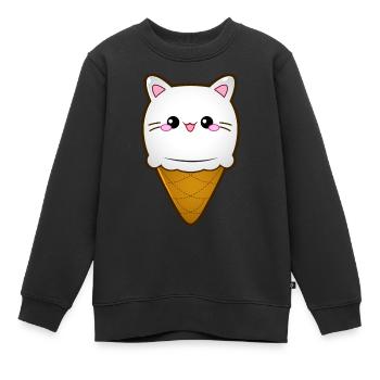 Ice Cream Cat Eiscreme Eis Katze Vanille Eiskugel - Kinder Premium Organic Sweatshirt - Schwarz - Vorne - AI Model Kid Female (0cm)
