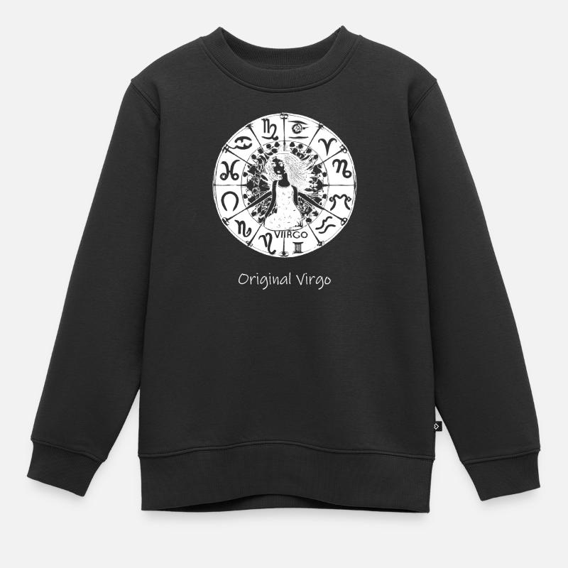 Signe du zodiaque Vierge 002 blanc - Sweat Premium enfant bio - noir