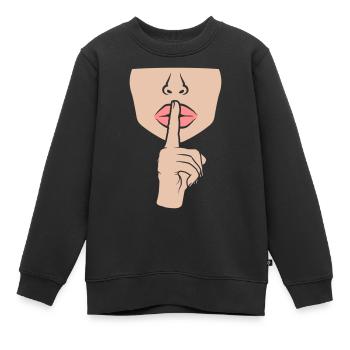 Geste silencieux femme - Sweat Premium enfant bio - noir - Devant - AI Model Kid Female (0cm)