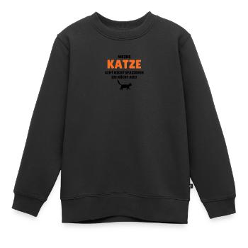 Meine Katze geht nicht spazieren - sie rückt aus - Kinder Premium Organic Sweatshirt - Schwarz - Vorne - AI Model Kid Female (0cm)