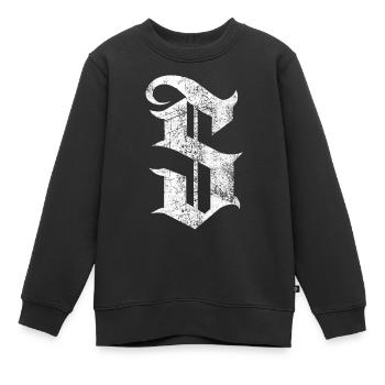 Tshirt alphabet initial S - Sweat Premium enfant bio - noir - Devant - AI Model Kid Female (0cm)
