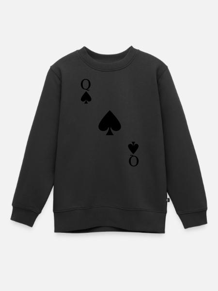 Pik Dame Königin Q Spielkarte Kostüm Karneval - Kinder Premium Organic Sweatshirt - Schwarz