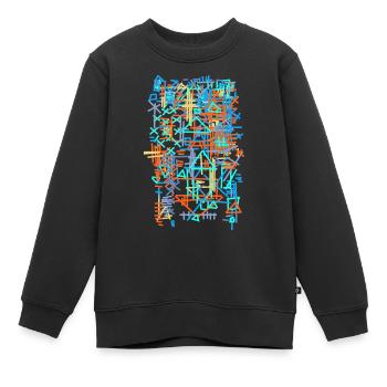 Motif / Tapis Bauhaus - Sweat Premium enfant bio - noir - Devant - AI Model Kid Female (0cm)