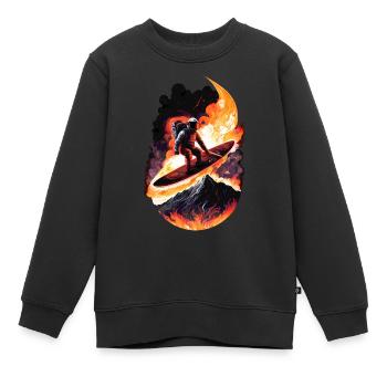 Surfing Astronaut - Kids Premium Organic Sweatshirt - black - Front - AI Model Kid Female (0cm)