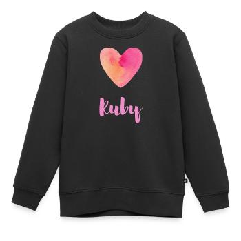 Ruby Rosa Herz Feminines Mädchen Namensshirt - Kinder Premium Organic Sweatshirt - Schwarz - Vorne - AI Model Kid Female (0cm)