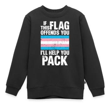 trans tif diese Flagge beleidigt dich Ich helfe dir beim Packen - Kinder Premium Organic Sweatshirt - Schwarz - Vorne - AI Model Kid Female (0cm)