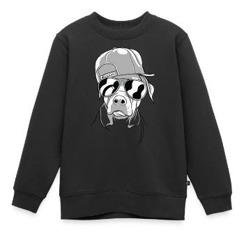 Cooler Hund mit Sonnenbrille (Schwarz) und Cap - Kinder Premium Organic Sweatshirt - Schwarz - Vorne - AI Model Kid Female (0cm)