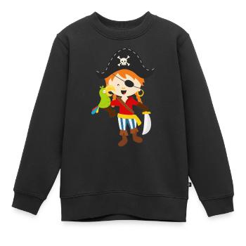 Pirat und Papagei - Kinder Premium Organic Sweatshirt - Schwarz - Vorne - AI Model Kid Female (0cm)
