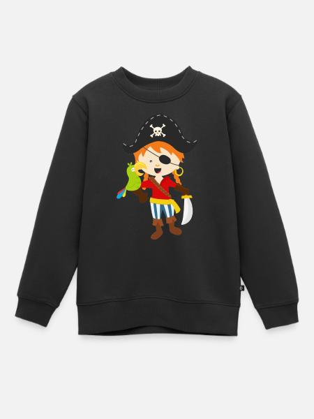 Pirat und Papagei - Kinder Premium Organic Sweatshirt - Schwarz