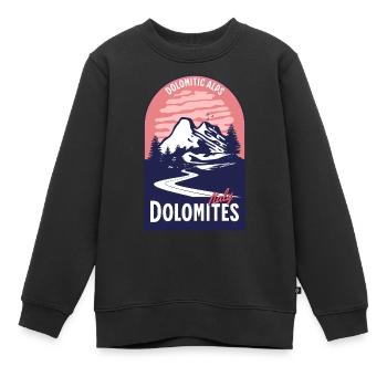 Dolomiten Italien Berg Sonnenuntergang - Kinder Premium Organic Sweatshirt - Schwarz - Vorne - AI Model Kid Female (0cm)