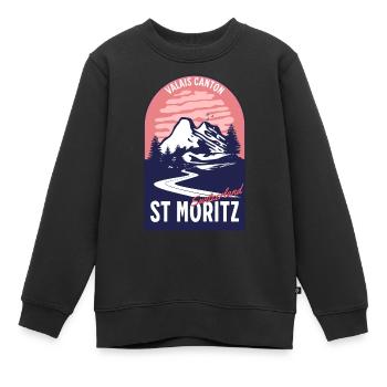 St. Moritz Schweiz Wallis - Kinder Premium Organic Sweatshirt - Schwarz - Vorne - AI Model Kid Female (0cm)