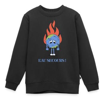 Eau secours. Protege ta planète - Sweat Premium enfant bio - noir - Devant - AI Model Kid Female (0cm)