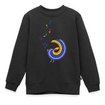 Oiseau chanteur coloré - Sweat Premium enfant bio - noir - Devant - AI Model Kid Female (0cm)