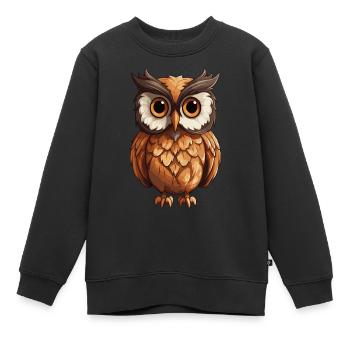 Hibou - Sweat Premium enfant bio - noir - Devant - AI Model Kid Female (0cm)