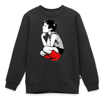 Mathieu rêveur street art - Sweat Premium enfant bio - noir - Devant - AI Model Kid Female (0cm)