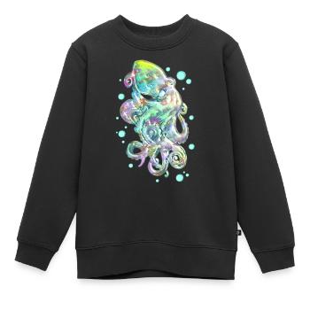 Oktopus - Kinder Premium Organic Sweatshirt - Schwarz - Vorne - AI Model Kid Female (0cm)