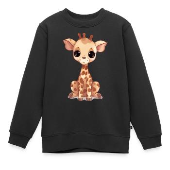Miky, die traurige kleine Giraffe - Kinder Premium Organic Sweatshirt - Schwarz - Vorne - AI Model Kid Female (0cm)