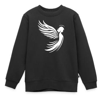 Ein Engel mit Flügel und Heiligenschein Silhouette - Kinder Premium Organic Sweatshirt - Schwarz - Vorne - AI Model Kid Female (0cm)