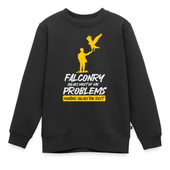 Falknerei Ornithologie Geschenk - Kinder Premium Organic Sweatshirt - Schwarz - Vorne - AI Model Kid Female (0cm)