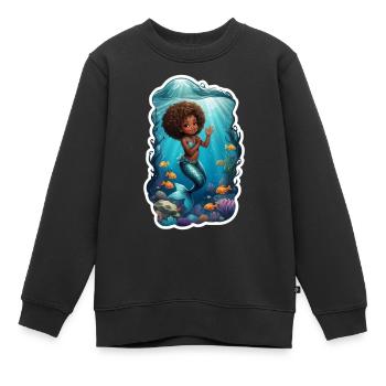 Idée cadeau sirène Waterman - Sweat Premium enfant bio - noir - Devant - AI Model Kid Female (0cm)