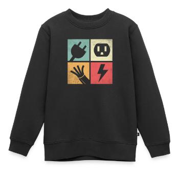 Connecteurs et Éclairs Pastel - Sweat Premium enfant bio - noir - Devant - AI Model Kid Female (0cm)