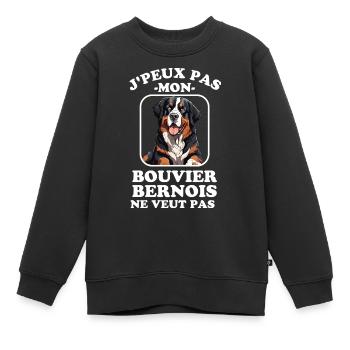 Chien de race bouvier bernois chien doux - Sweat Premium enfant bio - noir - Devant - AI Model Kid Female (0cm)