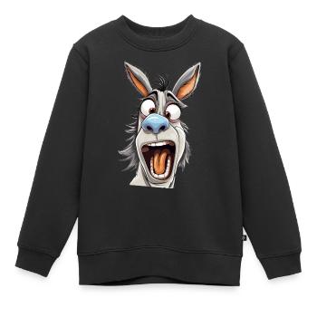 Crazy Esel - verrückter cooler Esel - Kinder Premium Organic Sweatshirt - Schwarz - Vorne - AI Model Kid Female (0cm)