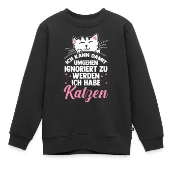 Katze Miezekatze Katzenliebhaber Katzenbesitzer Ka - Kinder Premium Organic Sweatshirt - Schwarz - Vorne - AI Model Kid Female (0cm)