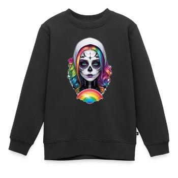 Halloween - Rock & Regenbogen - Kinder Premium Organic Sweatshirt - Schwarz - Vorne - AI Model Kid Female (0cm)