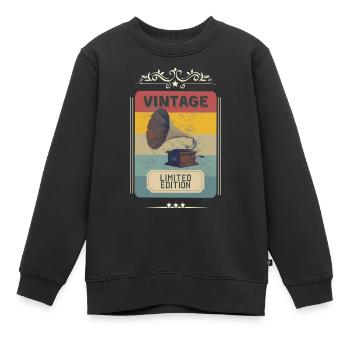 Vintage-Grammophon - limitierte Auflage - Kinder Premium Organic Sweatshirt - Schwarz - Vorne - AI Model Kid Female (0cm)