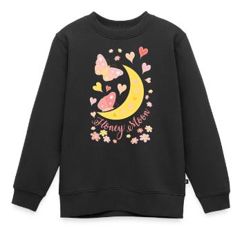 Lune de miel avec fleurs de coeur de lune et papillons - Sweat Premium enfant bio - noir - Devant - AI Model Kid Female (0cm)