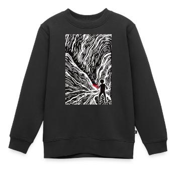 Linocut Illustration Red and Black Version - Kids Premium Organic Sweatshirt - black - Front - AI Model Kid Female (0cm)
