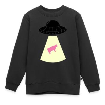Vache OVNI - Sweat Premium enfant bio - noir - Devant - AI Model Kid Female (0cm)