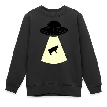 Vache OVNI - Sweat Premium enfant bio - noir - Devant - AI Model Kid Female (0cm)