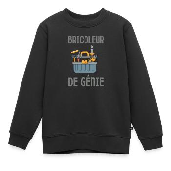 Bricoleur de génie fête des pères - Sweat Premium enfant bio - noir - Devant - AI Model Kid Female (0cm)
