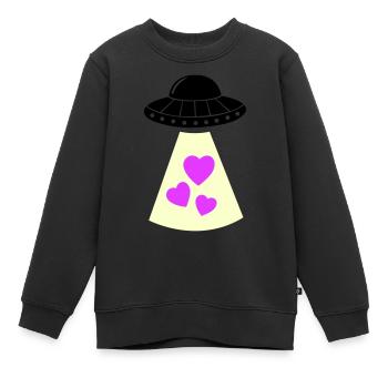 Coeur d’OVNI - Sweat Premium enfant bio - noir - Devant - AI Model Kid Female (0cm)