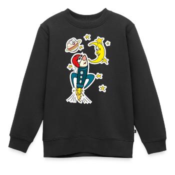Spacerocket - Auf dem Weg zum Mond und zu den Sternen - Kinder Premium Organic Sweatshirt - Schwarz - Vorne - AI Model Kid Female (0cm)