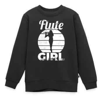 Flötenspielerin - Kinder Premium Organic Sweatshirt - Schwarz - Vorne - AI Model Kid Female (0cm)