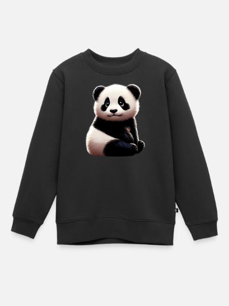 Panda - Kinder Premium Organic Sweatshirt - Schwarz