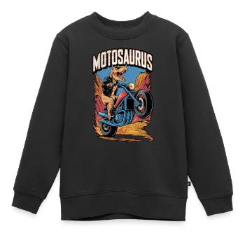 motosaurus - dinosaure et moto - Sweat Premium enfant bio - noir - Devant - AI Model Kid Female (0cm)