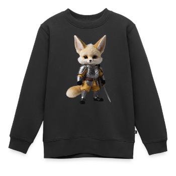 fennec chevalier épée 3 - Sweat Premium enfant bio - noir - Devant - AI Model Kid Female (0cm)