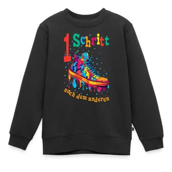 Ein Schritt nach dem anderen Mut machen Motivation - Kinder Premium Organic Sweatshirt - Schwarz - Vorne - AI Model Kid Female (0cm)