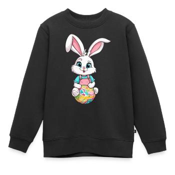 Osterhase mit Ostereiern - Kinder Premium Organic Sweatshirt - Schwarz - Vorne - AI Model Kid Female (0cm)