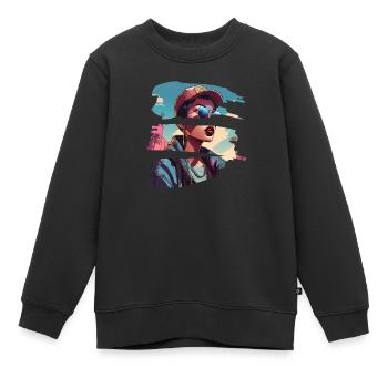 girl girlie wild punk freestyle love peace style - Kinder Premium Organic Sweatshirt - Schwarz - Vorne - AI Model Kid Female (0cm)